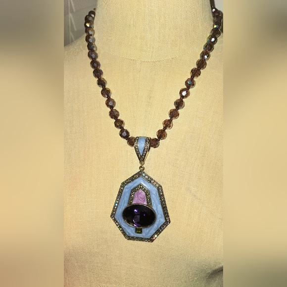 Heidi Daus Well connected beaded/enamel necklace, crystal enhancer pendant new! - Picture 5 of 16